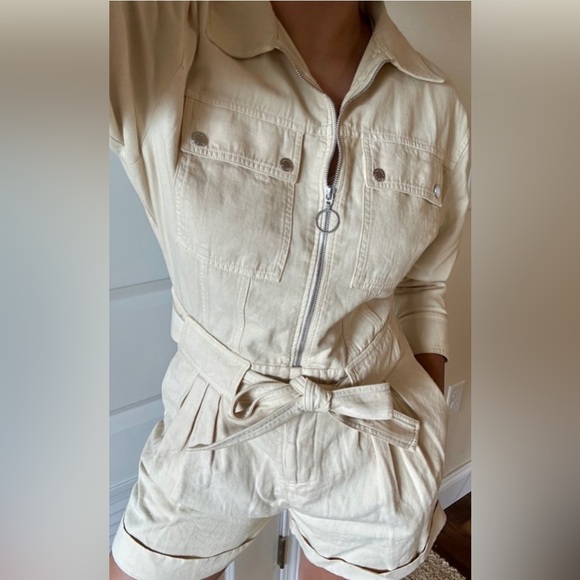 Sandro Paris Pleated cotton and linen-blend twill playsuit - Picture 8 of 12